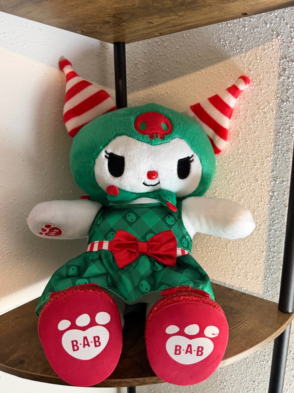 Build a Bear Sanrio Hello Kitty Holiday Kuromi 16" Plush W/ Green Holiday Dress